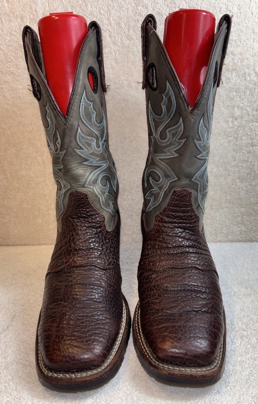 Double H Men’s SZ 8 D Brown Leather Square Toe Western Cowboy Boots DH3575 USA